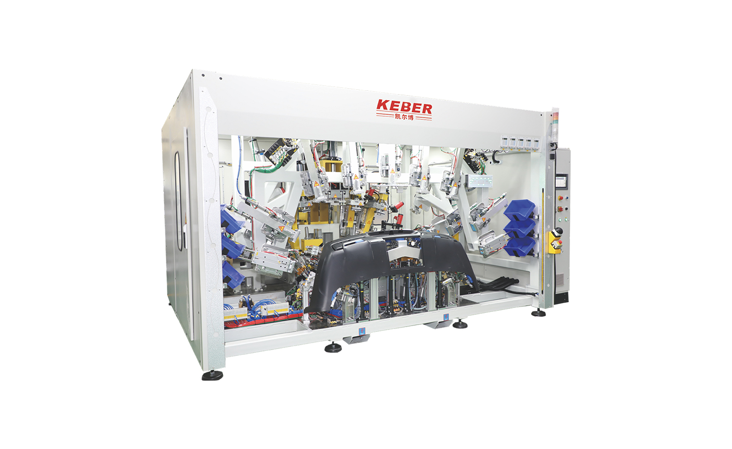 Briefly describe the two main features of the hot riveting machine